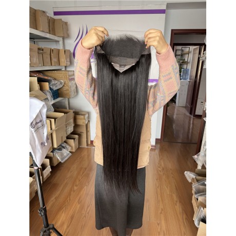 200% density 13x6 hd lace frontal wig natural color straight texture 30inch long 