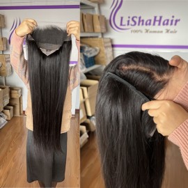 200% density 13x6 hd lace frontal wig natural color straight texture 30inch long