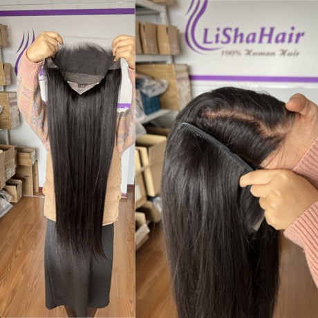 200% density 13x6 hd lace frontal wig natural color straight texture 30inch long 