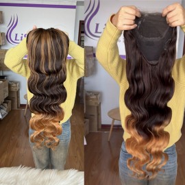 5x5 hd lace closure wig highlights ombre two tone hair color 30inch