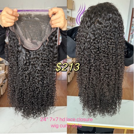 7x7 hd lace closure wig pineapple curly texture 24inch 180% density