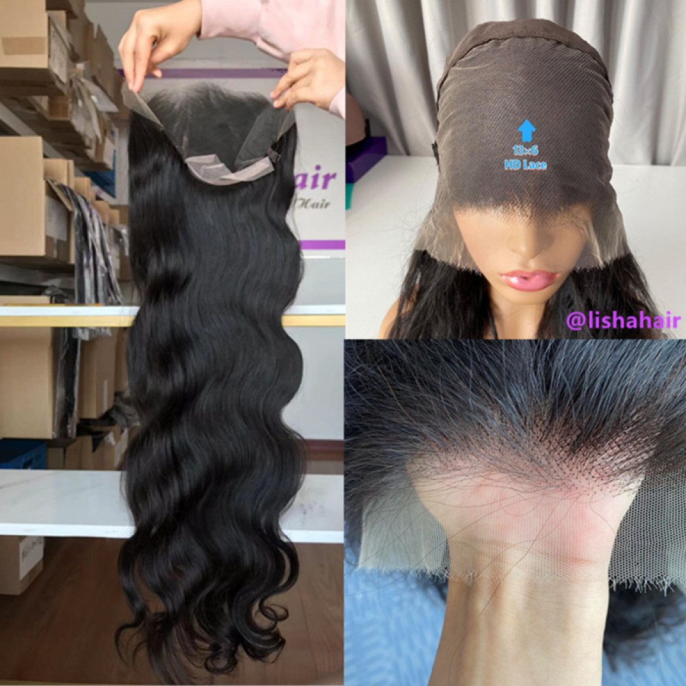 13x6 HD lace frontal wig virgin brazilian human hair silky straight and body wave style 13x6 HD lace frontal wig virgin brazilian human hair silky straight and body wave style