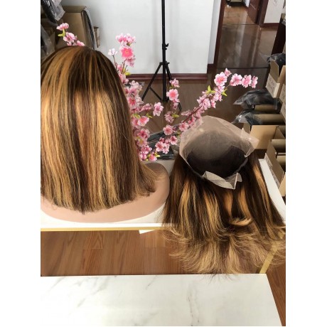 highlights Color Lace Front Human Hair Wigs 13x4 Short BOB Lace Front Wig 180% density Ombre Highlight Colored Wig LS9241