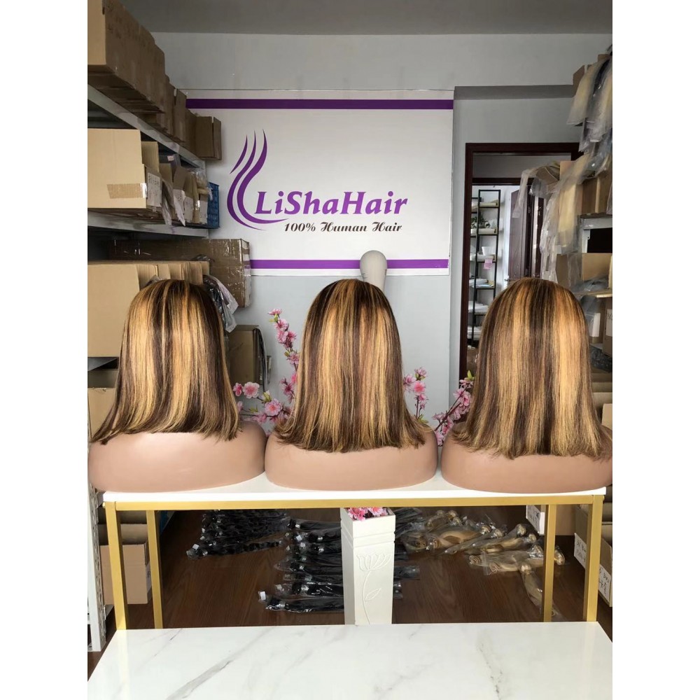 highlights Color Lace Front Human Hair Wigs 13x4 Short BOB Lace Front Wig 180% density Ombre Highlight Colored Wig LS9241 highlights Color Lace Front Human Hair Wigs 13x4 Short BOB Lace Front Wig 180% density Ombre Highlight Colored Wig LS9241