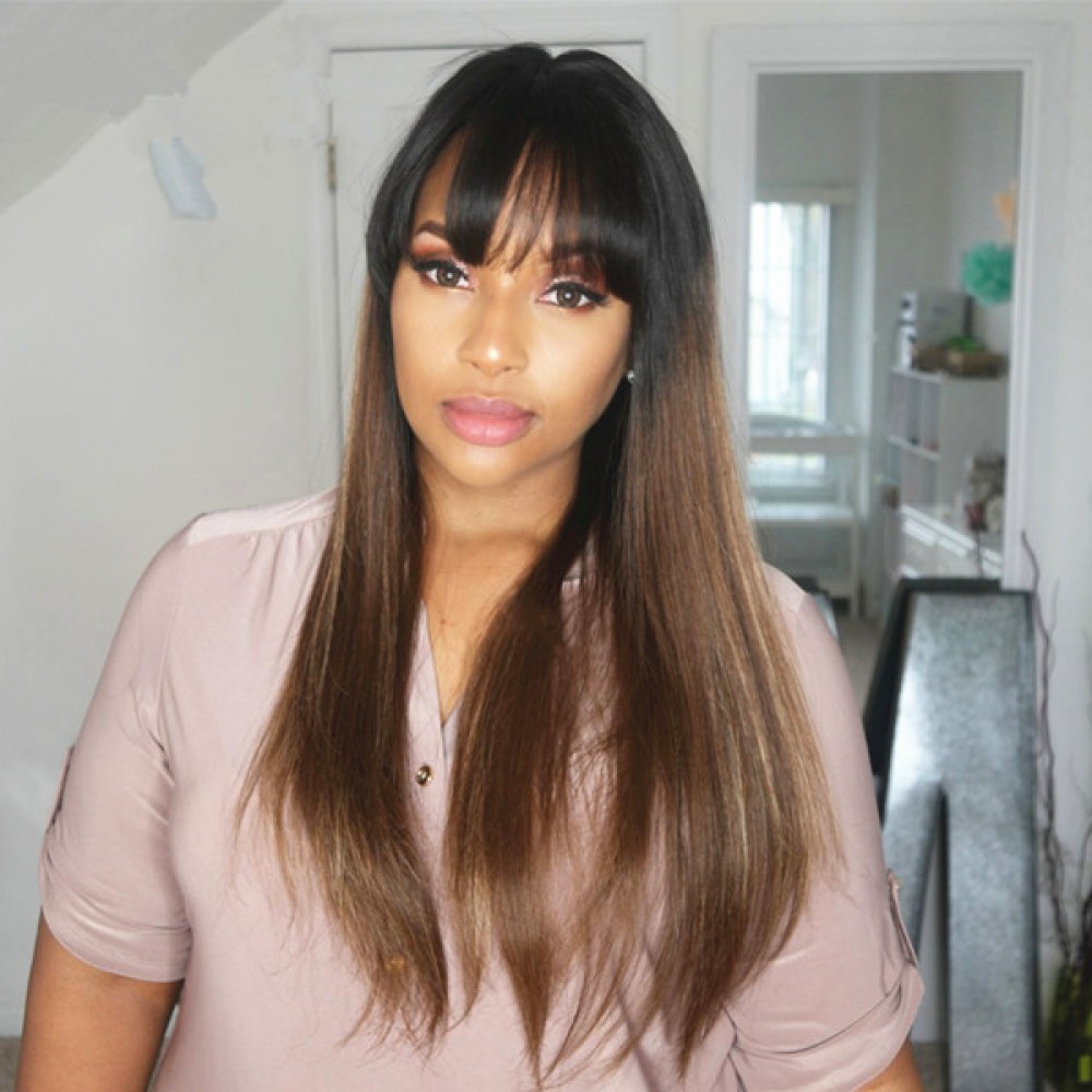 1b 30 Ombre bang Human Hair Lace Front Wigs With Bang Silk Straight Wigs lishahair LS5251 1b 30 Ombre bang Human Hair Lace Front Wigs With Bang Silk Straight Wigs lishahair LS5251