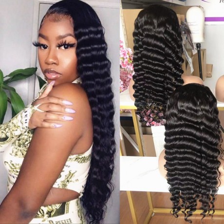 180% density loose deep wave Human Hair 13x4 transparent lace front wig 24 26 28 30inch