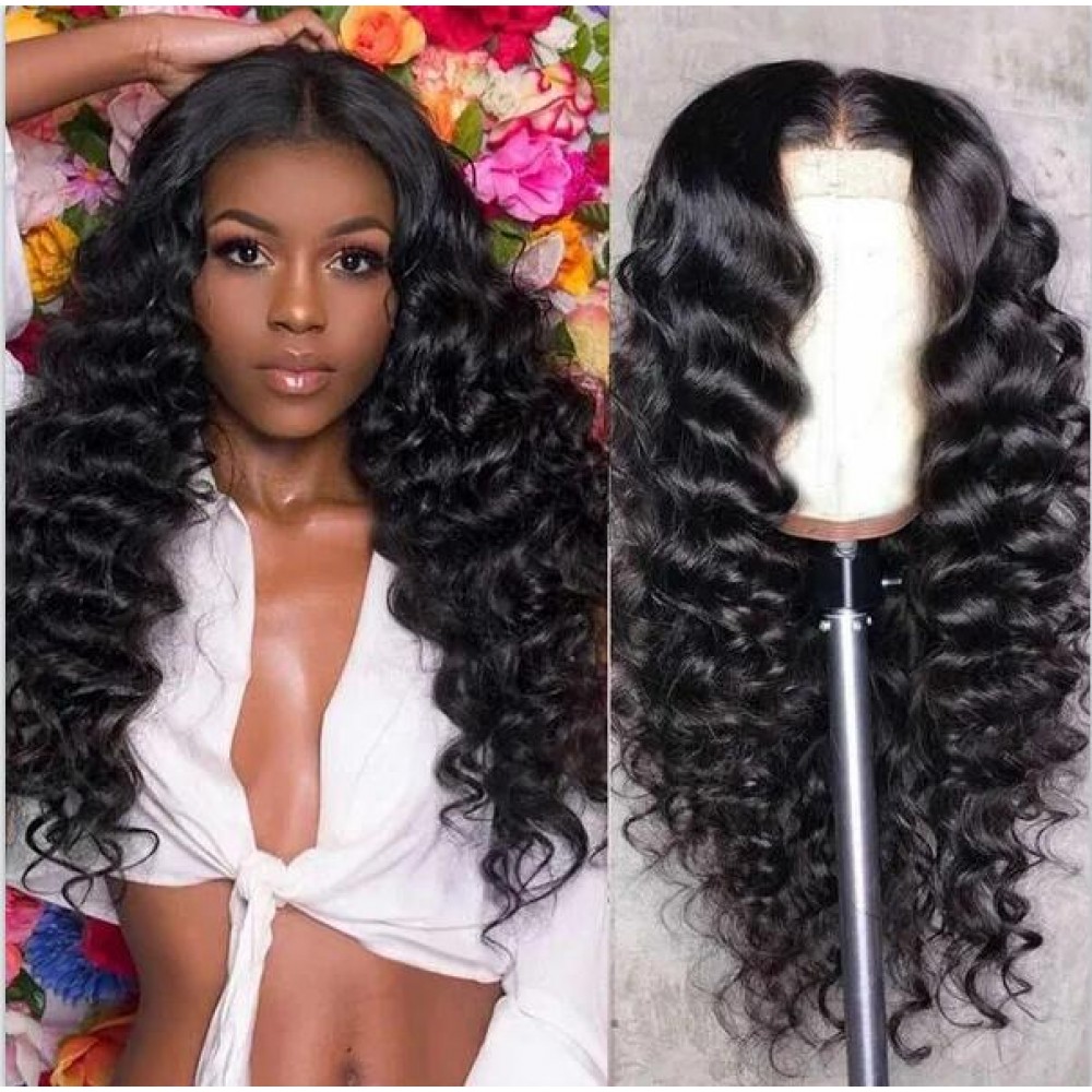 Lishahair Loose Deep Wave 13x4 full Lace Frontal Wigs 180% density transparent lace Human Hair Wigs