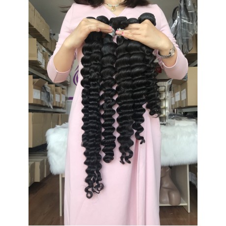 10A+ Deep wave Indian Virgin Human Hair weaving Bundles Natural Color Remy Hair Weave 3pcs