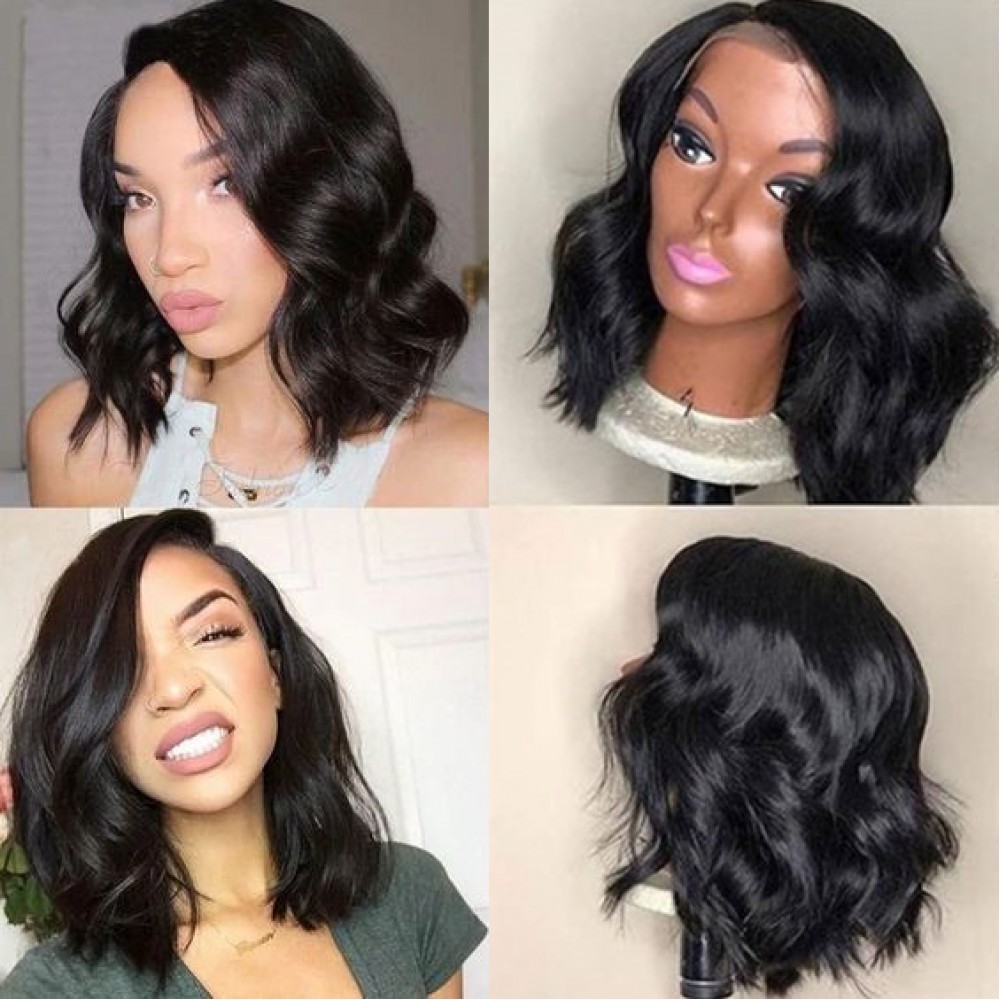 Short Bob Wigs For Women lace front Wig Black Roots Remy Brazilian Lace ...