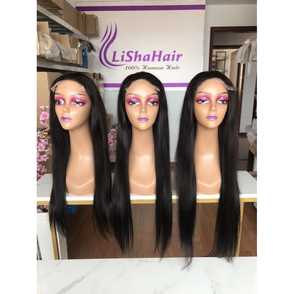 5X5 HD Lace Closure Wig Virgin Brazilian Human Hair Silky Straight Style