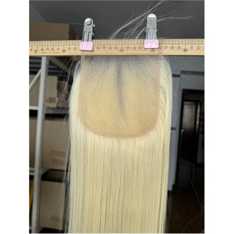 Indian raw human hair 5x5 hd lace closure 613 blonde color 