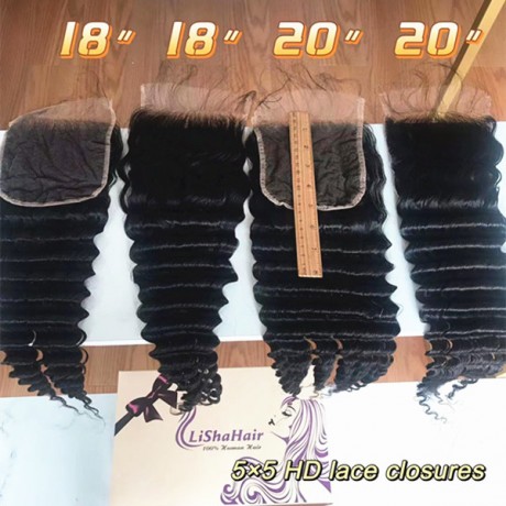 Best 5x5 HD Lace Closure deep wave DHL Fast Free Shipping
