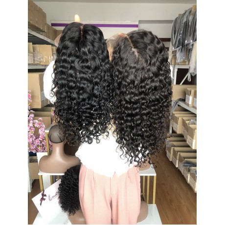180% density water wave curly bob Lace Front Human Hair Wigs Pre Plucked 13x4 lace front wig 14inch long
