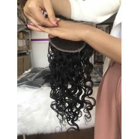 4x4 HD lace closure with small knots water wave texture 