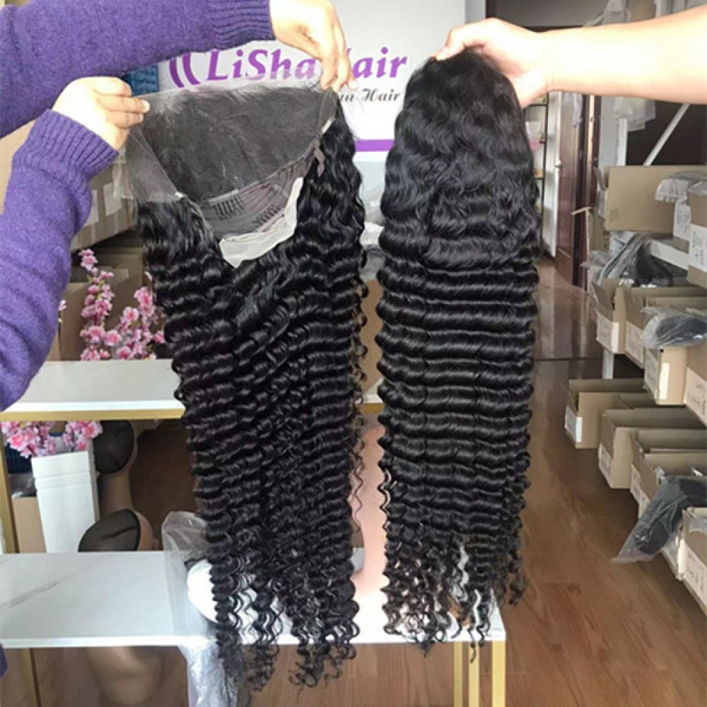 13x6 hd lace front wig deep wave human hair wigs 180% density bleached knots 13x6 hd lace front wig deep wave human hair wigs 180% density bleached knots
