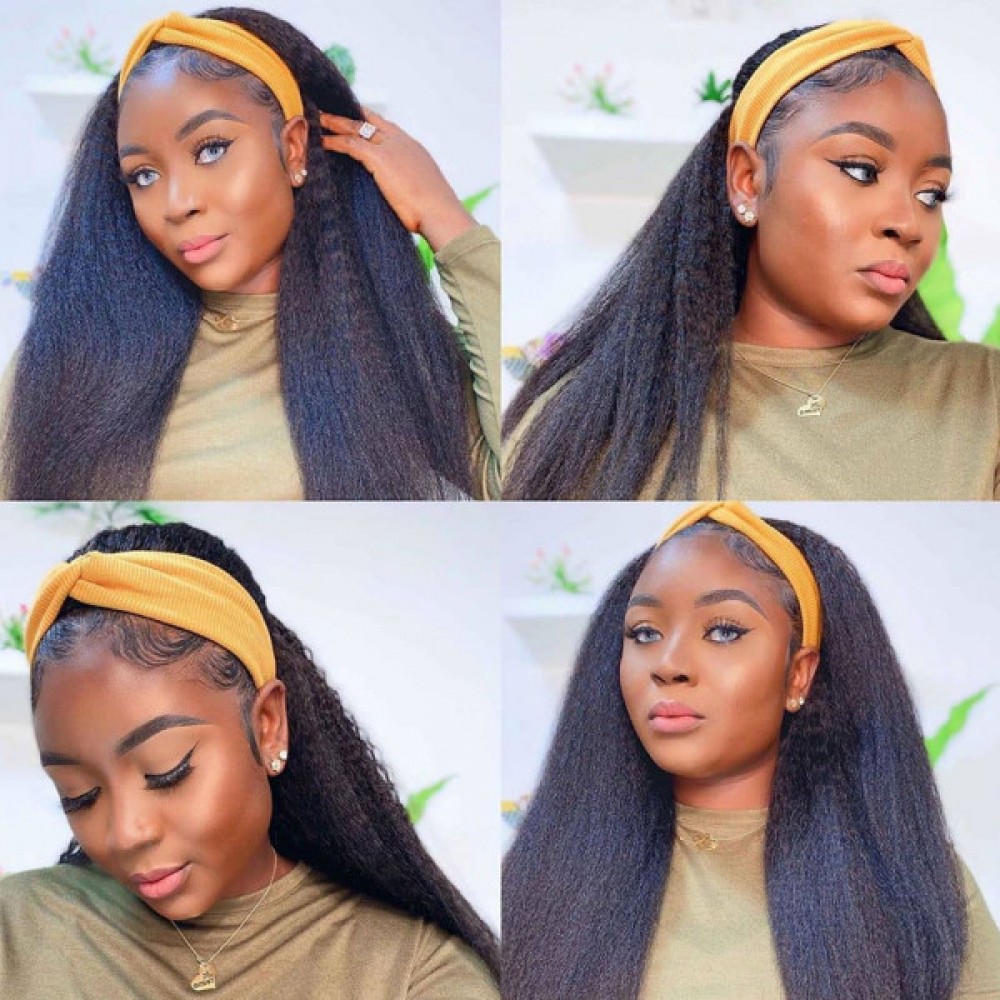 NEW KINKY STRAIGHT QUICK &EASY HEADBAND HUMAN HAIR WIG-HB001 NEW KINKY STRAIGHT QUICK &EASY HEADBAND HUMAN HAIR WIG-HB001
