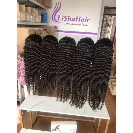 13x4 HD lace frontal wig deep wave 32 34 36 38 40inch 180% density 