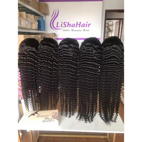 13x4 HD lace frontal wig deep wave 32 34 36 38 40inch 180% density 