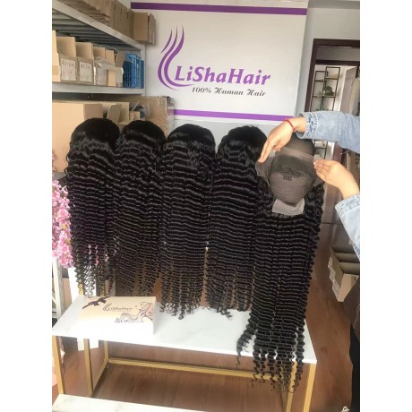 13x4 HD lace frontal wig deep wave 32 34 36 38 40inch 180% density 