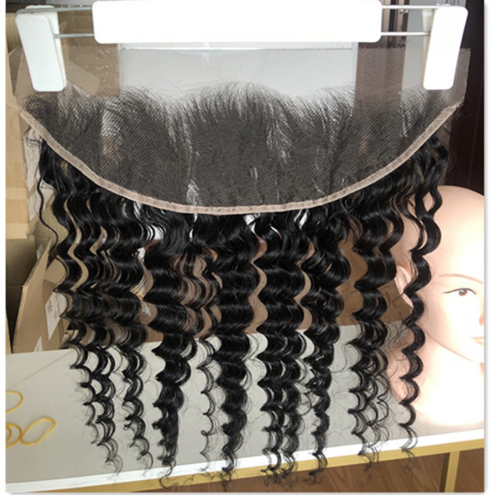 Deep wave 13x4 HD Lace Frontal With Small Knots Virgin Human Hair 16-20inch In Stock