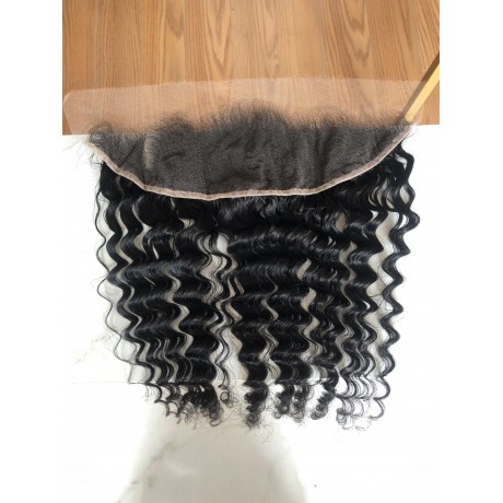 Deep wave 13x4 HD Lace Frontal With Small Knots Virgin Human Hair 16-20inch In Stock