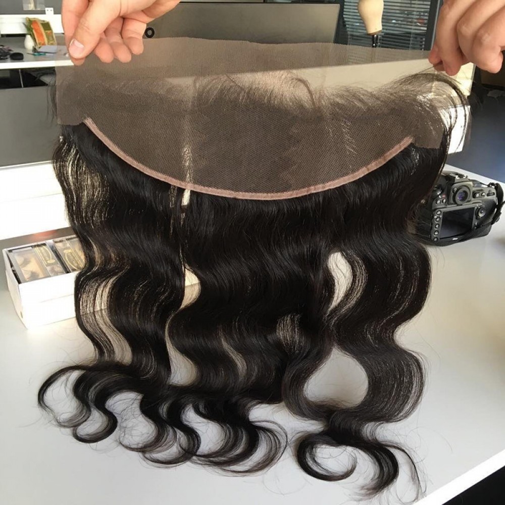 Pre Plucked Ear to Ear 13x4 Lace Frontal Closure With Baby Hair normal brown lace frontal body wave