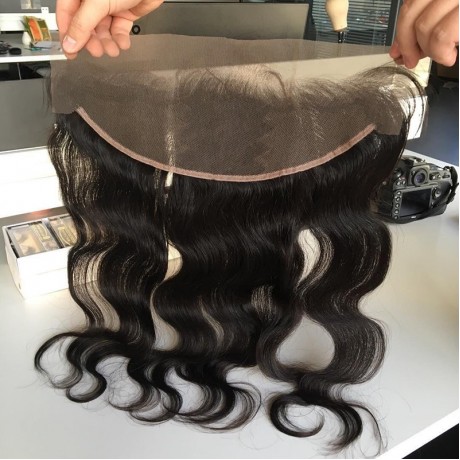 Pre Plucked Ear to Ear 13x4 Lace Frontal Closure With Baby Hair normal brown lace frontal body wave