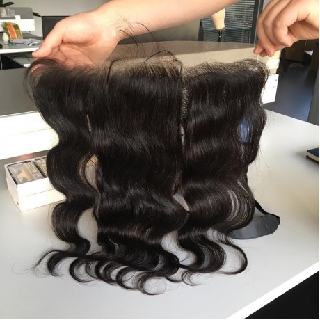 Pre Plucked Ear to Ear 13x4 Lace Frontal Closure With Baby Hair normal brown lace frontal body wave