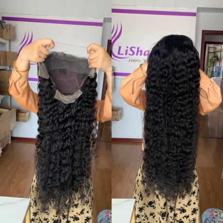 curly virgin human hair Pre Plucked Glueless transparent Lace Front Human Hair Wig with baby hair 180% density