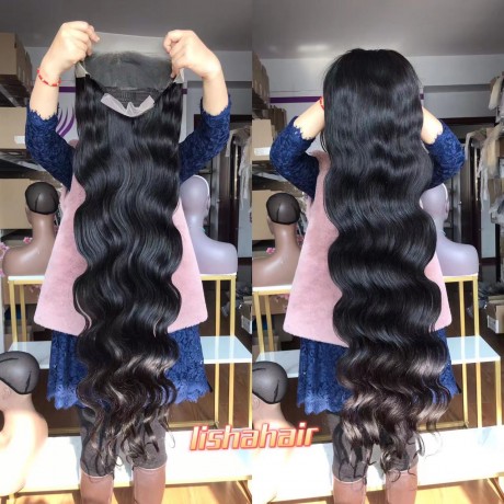 40 inch long silky straight and body wave virgin human hair 13x4 transparent lace frontal wig preplucked hairline 180% density