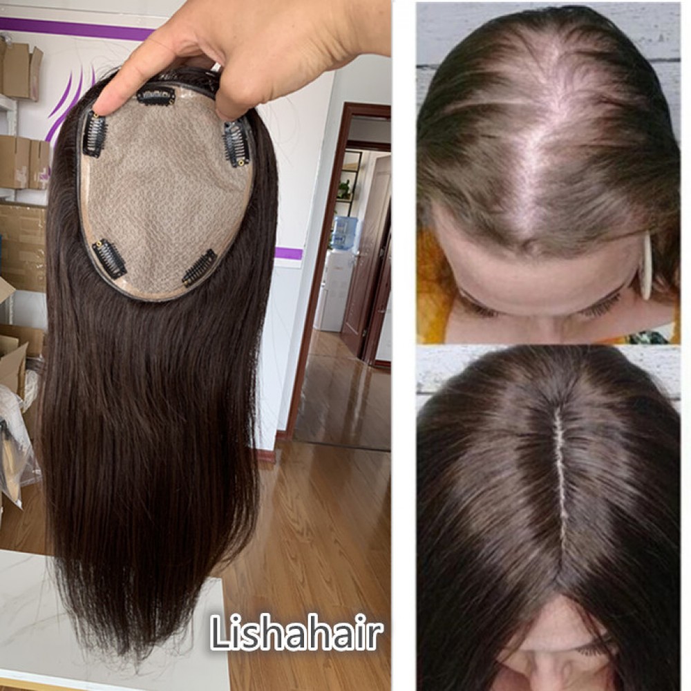 14x16cm Base Size Indian Human Hair Silk Topper14inch Long dark brown color With Free Shipping 14x16cm Base Size Indian Human Hair Silk Topper14inch Long dark brown color With Free Shipping
