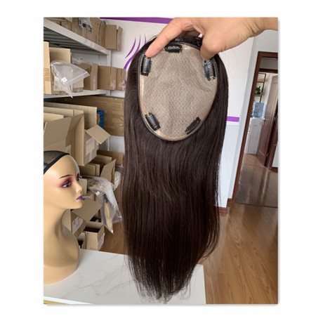 14x16cm Base Size Indian Human Hair Silk Topper14inch Long dark brown color With Free Shipping