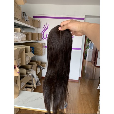 14x16cm Base Size Indian Human Hair Silk Topper14inch Long dark brown color With Free Shipping