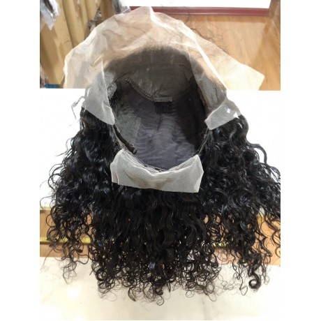 12inch 13x4 transparent lace front wig 180% density water wave bob style preplucked hairline