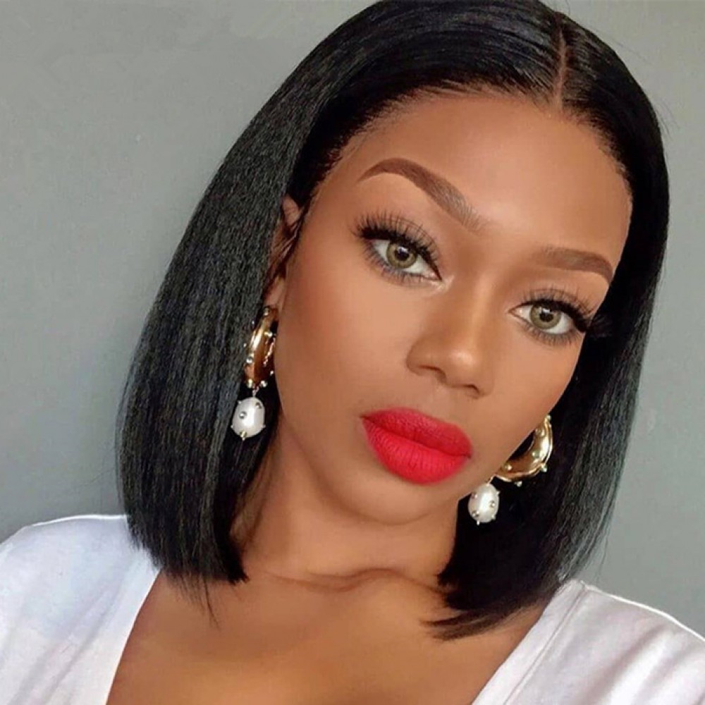 12inch 180% density light yaki straight bob style lace front wig Brazilian virgin human hair LSN51 12inch 180% density light yaki straight bob style lace front wig Brazilian virgin human hair LSN51