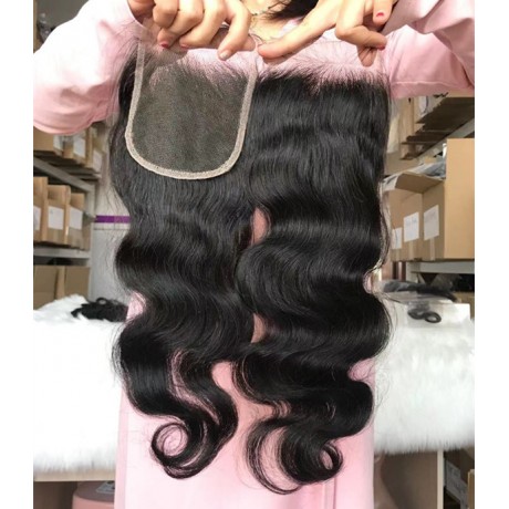  4x4 HD Lace Closure with small knots straight and body wave free shipping