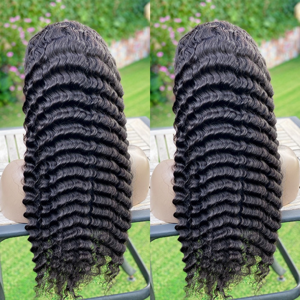 30inch 180% density Deep Wave Human Hair transparent lace front Wigs With Baby Hair Pre-Plucked Remy Hair Natural Black lishahair LS6124 30inch 180% density Deep Wave Human Hair transparent lace front Wigs With Baby Hair Pre-Plucked Remy Hair Natural Black lishahair LS6124