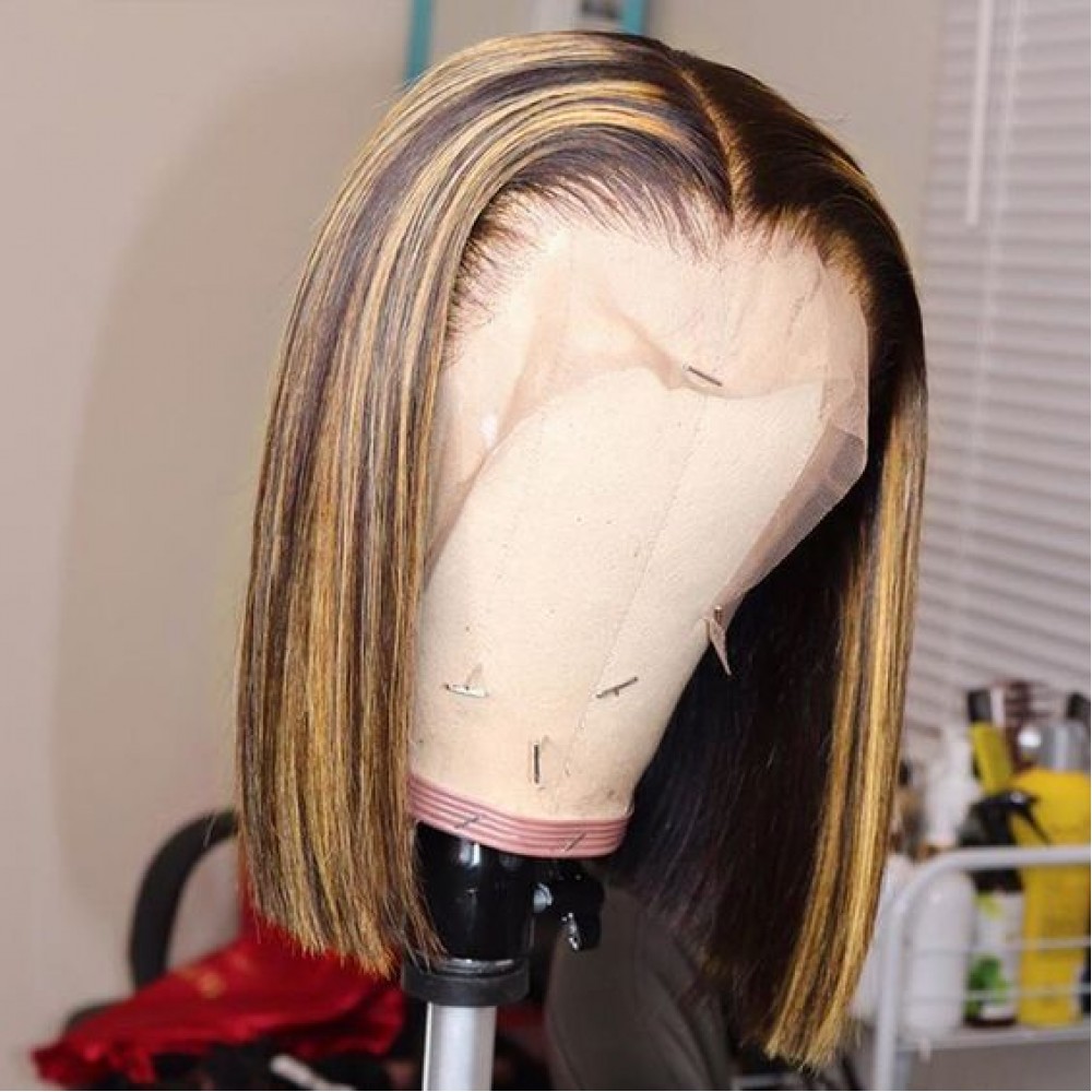 highlights Color Lace Front Human Hair Wigs 13x4 Short BOB Lace Front Wig 180% density Ombre Highlight Colored Wig LS9241 highlights Color Lace Front Human Hair Wigs 13x4 Short BOB Lace Front Wig 180% density Ombre Highlight Colored Wig LS9241