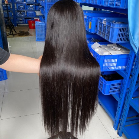 5x5 lace closure wig Pre Plucked silky straight Brazilian Straight Human Hair Wigs With Baby Hair Bleached Knots LS683