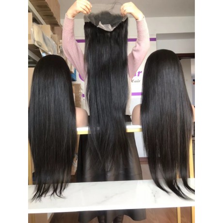 13x4 HD Lace Front Wigs 180% density Silky Straight Indian Virgin human Hair pre plucked hairline