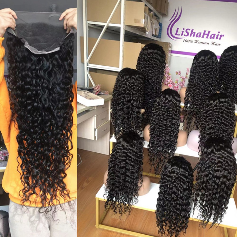 180% density virgin brazilian human hair natural water wave style lace front wigs preplucked hairline LS1271 180% density virgin brazilian human hair natural water wave style lace front wigs preplucked hairline LS1271