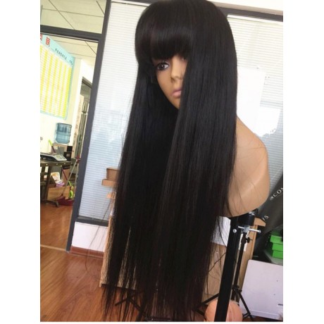 180% density 28inch  Lace Front Wigs With Bang silky straight for Black Woman Lishahair LS95233