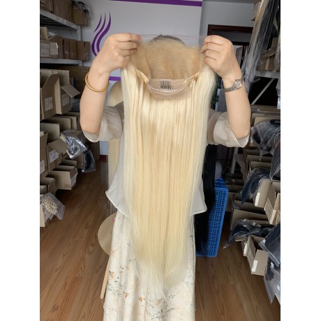 13x4 hd lace frontal wig 613 blonde Indian virgin human hair pre plucked hairline 20''-30'' long 