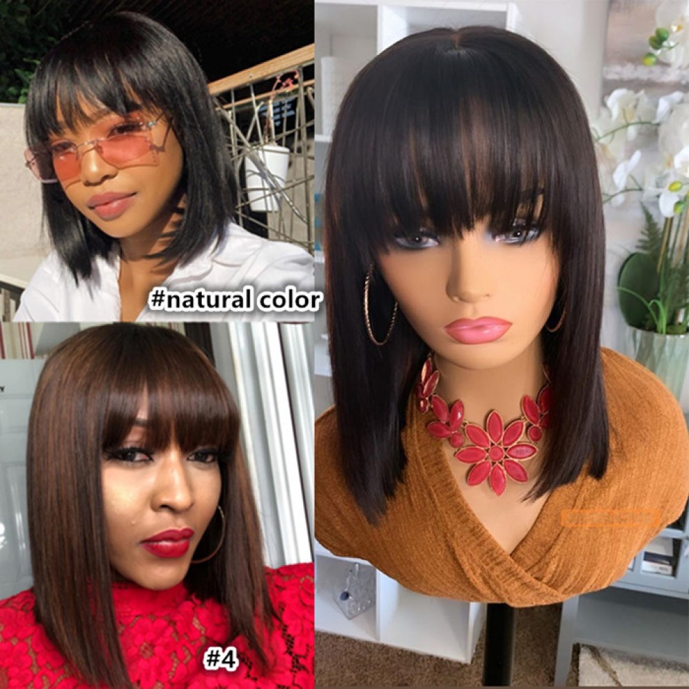 Lace Front Short Bob Wig Brazilian virgin Human Hair Wigs With Bangs Remy Baby Hair For Women Straight Hair LS5221 Lace Front Short Bob Wig Brazilian virgin Human Hair Wigs With Bangs Remy Baby Hair For Women Straight Hair LS5221