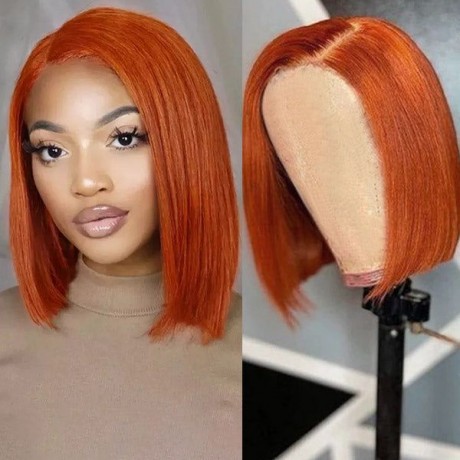 Ginger colored bob lace wig 13x4 transparent lace front wig 180% density