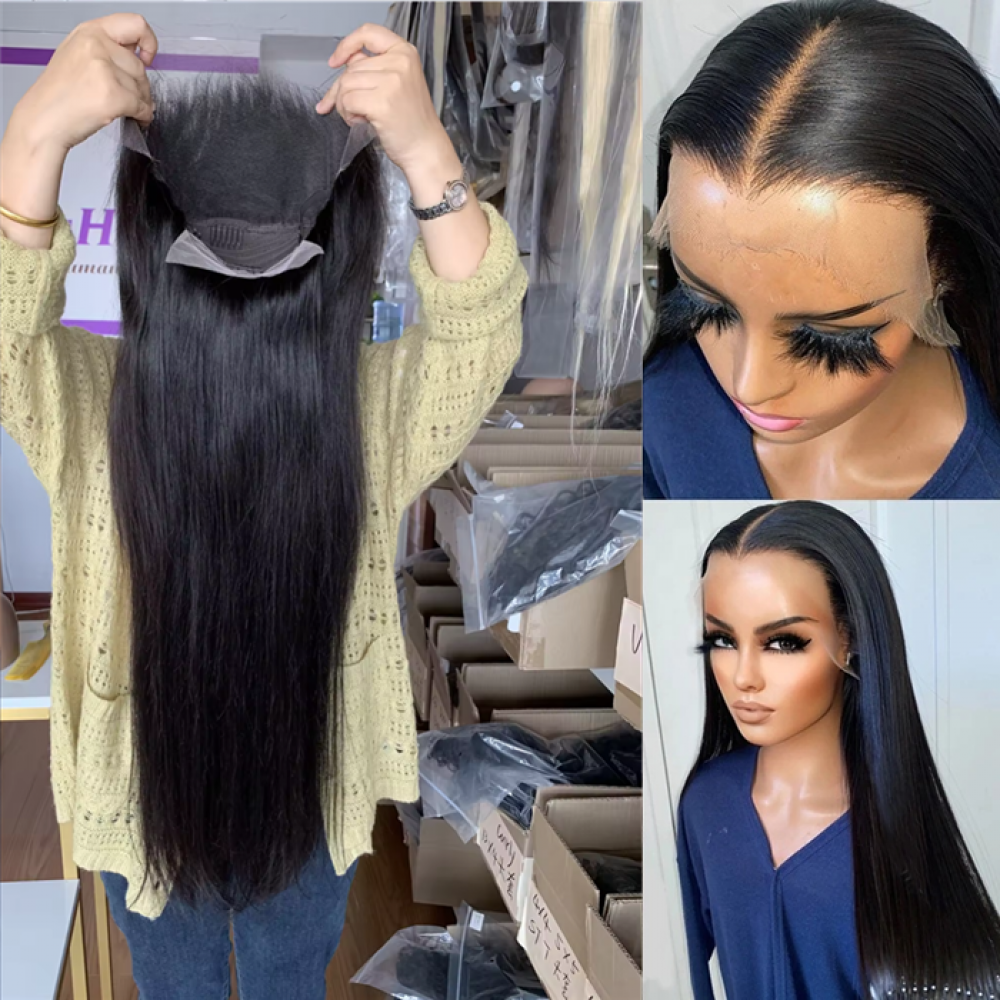 13x6 HD lace full frontal wig 180% density Indian virgin human hair silky straight and body wave style 