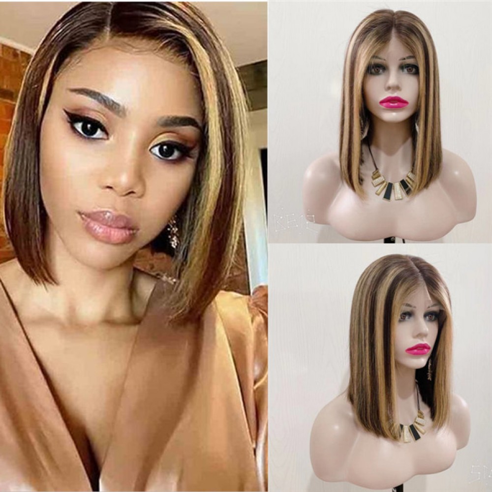 highlights Color Lace Front Human Hair Wigs 13x4 Short BOB Lace Front Wig 180% density Ombre Highlight Colored Wig LS9241 highlights Color Lace Front Human Hair Wigs 13x4 Short BOB Lace Front Wig 180% density Ombre Highlight Colored Wig LS9241