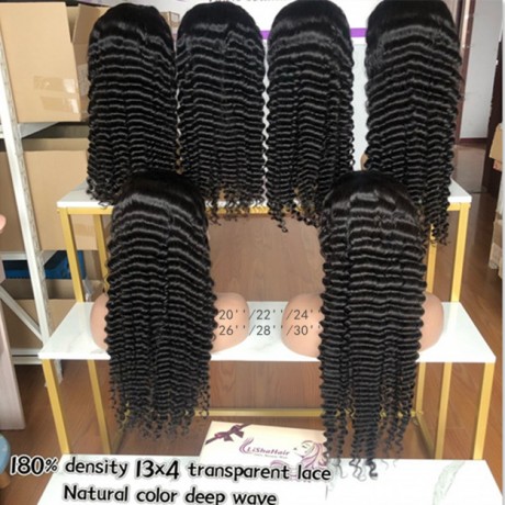 180% density lace front wigs Deep wave virgin Indian human hair 10''-30''