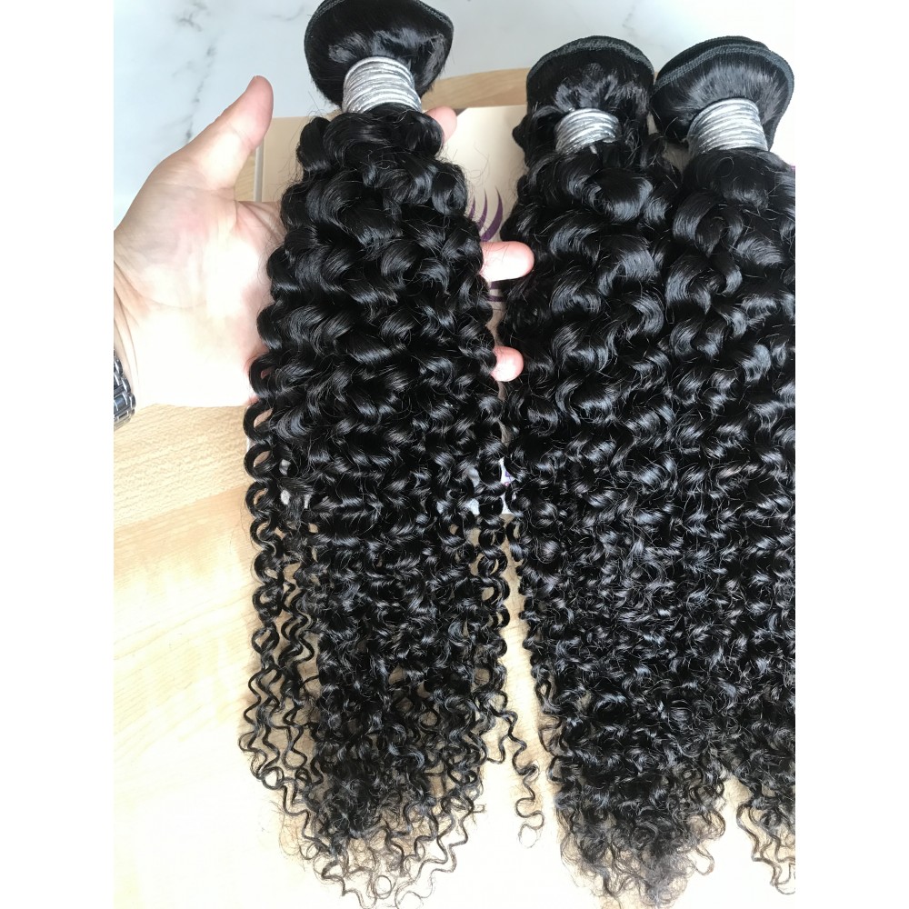 10A+ Indian Virgin Deep curly Human Hair Bundles Natural Color 3pcs