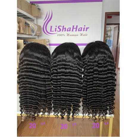 180% density lace front wigs Deep wave virgin Indian human hair 10''-30''